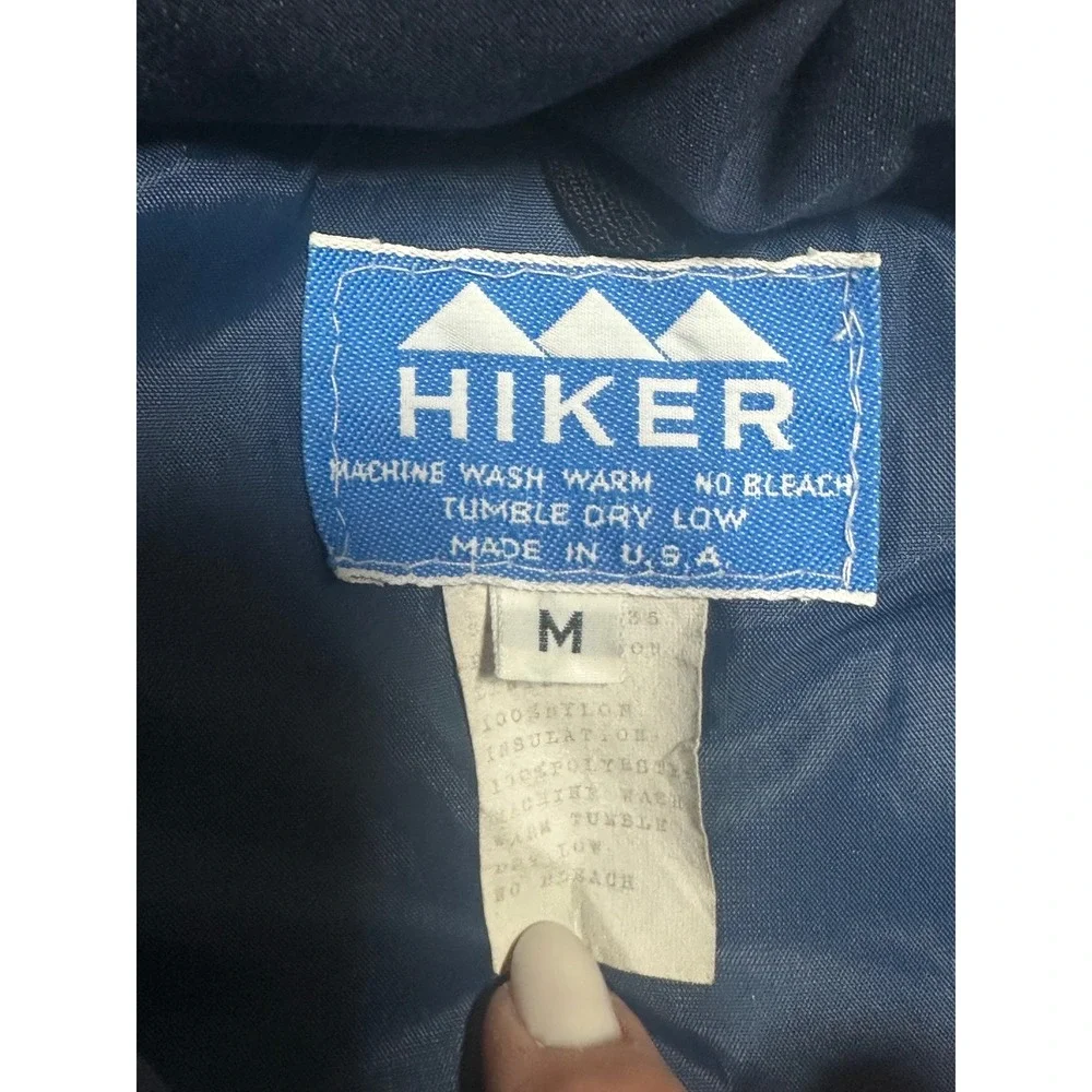 Vintage 80s 90s Hiker Puffer Vest Navy Blue Quilted Snap Front Mens Size M USA - Picture 2 of 5